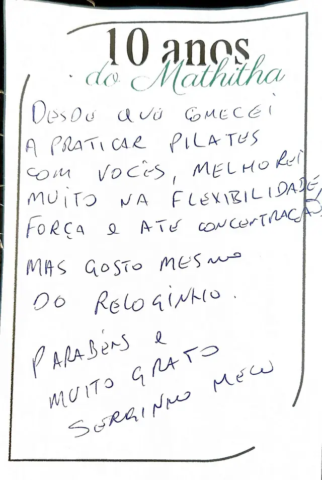 Bilhete original escrito à mão por Aluno Mathitha