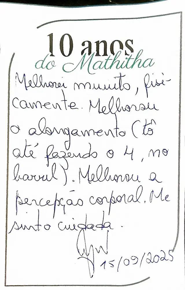 Bilhete original escrito à mão por Aluna Mathitha